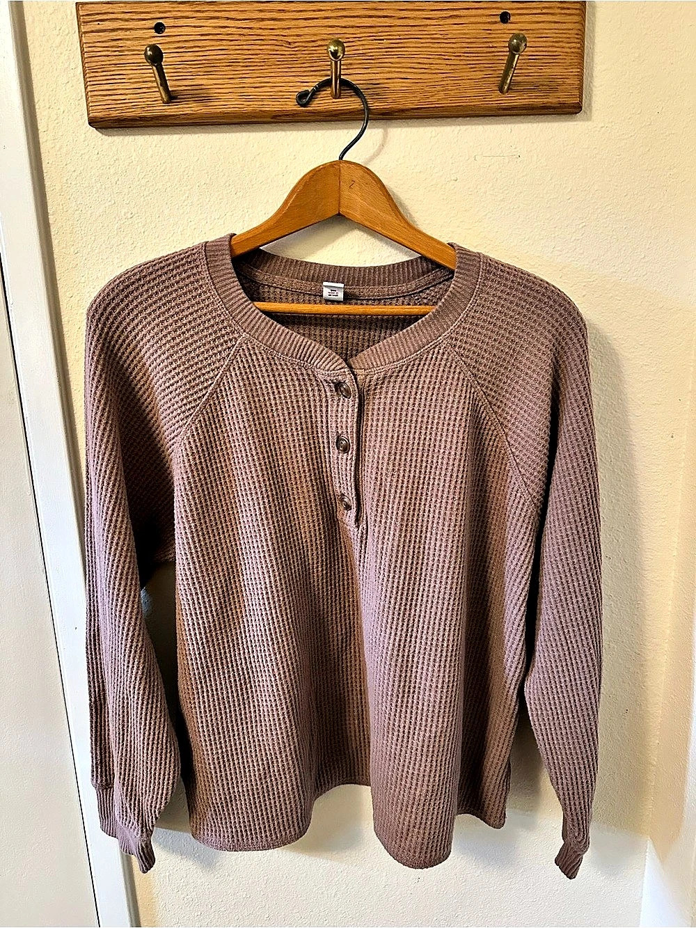 Old Navy Waffle-Knit Henley Top Soft Rosy Brown XL